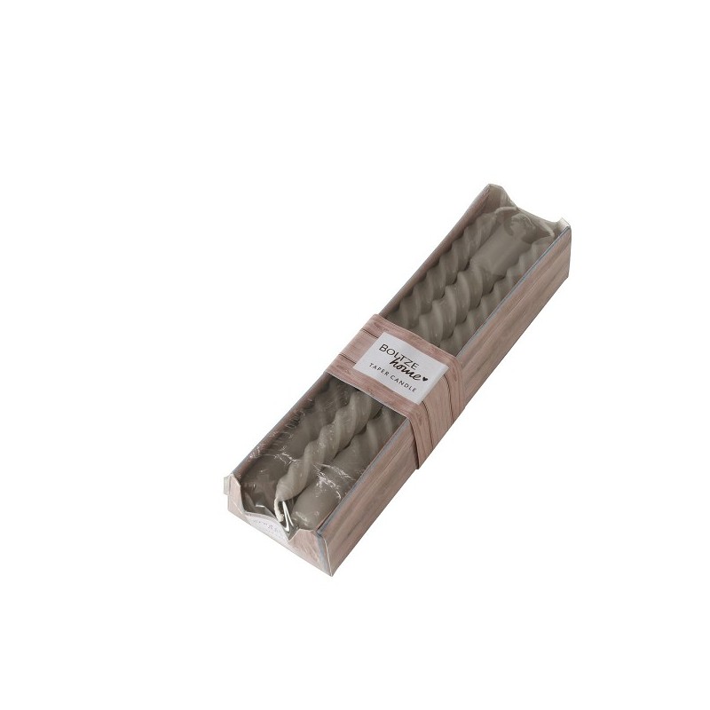 Boltze Home Bougies Twisto boîte de 6 pièces Ø2x20cm taupe