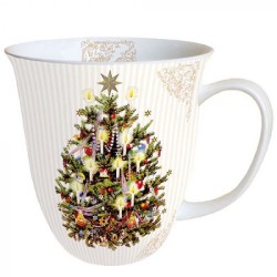 Ambiente Mug X-Mas Tree Crème 0,4L Porcelaine Fine