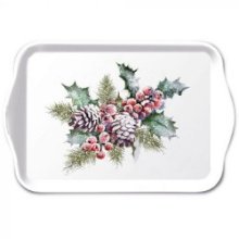 Ambiente Tray Melamine Holly And Berries 13x21cm