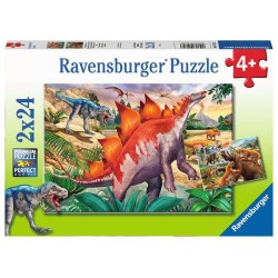 Ravensburger puzzel Wilde oertijddieren dino 2x24 stukjes