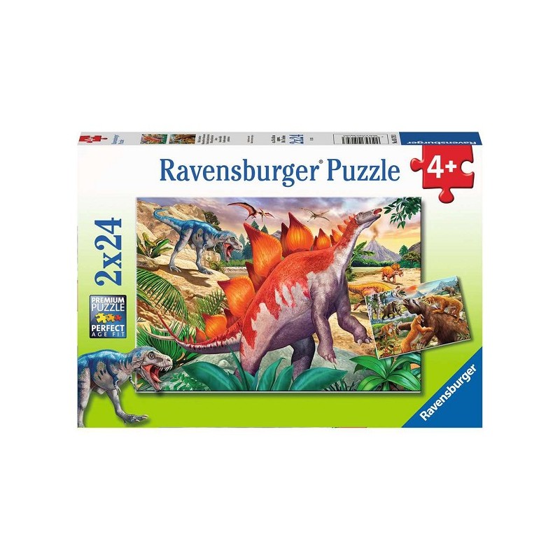 Ravensburger puzzel Wilde oertijddieren dino 2x24 stukjes