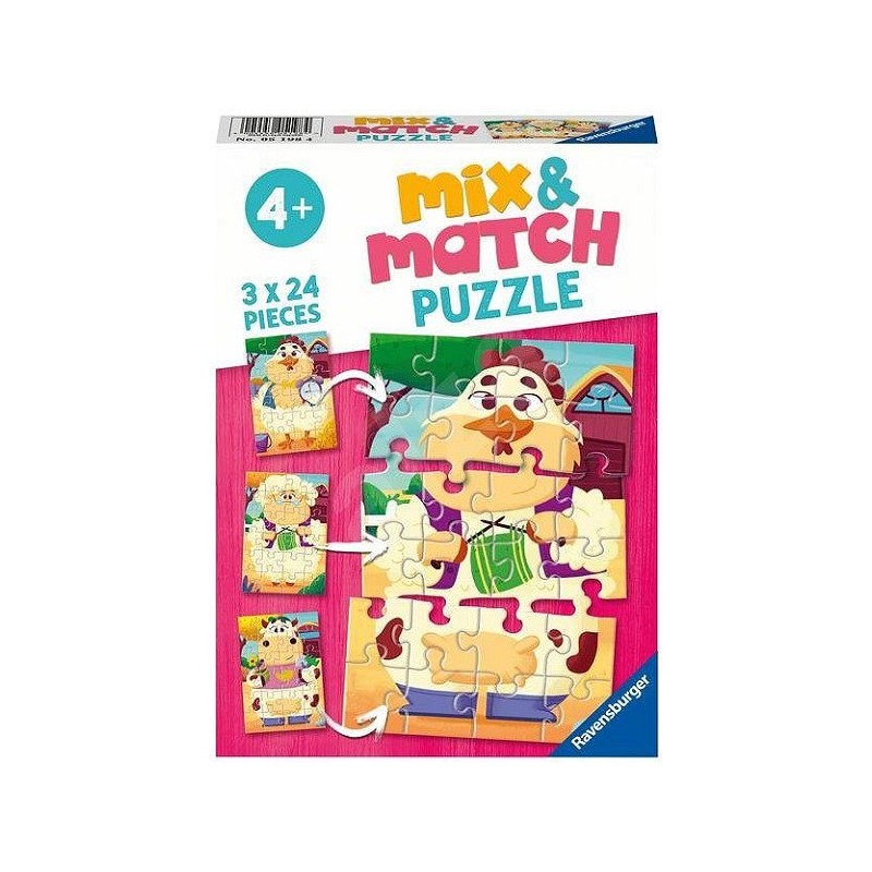 Ravensburger Mix&Match puzzle Amis de la ferme 3x24 pièces