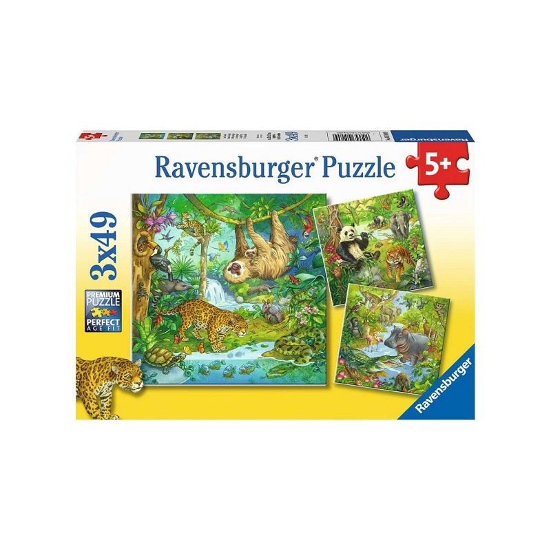 Puzzle Ravensburger Dans la jungle 3x49 pièces