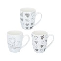 Mug coeurs Ø8,6x10,7cm 366ml noir et blanc