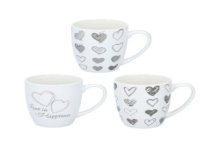 Mok hartjes Ø8,6x10,7cm 366ml zwart-wit