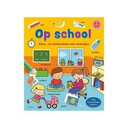 Deltas Kleur-en stickerboek met woordjes - Op school (3-5 j.)