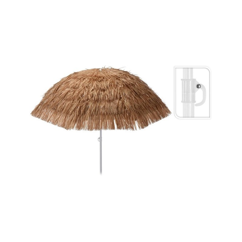 Raffia parasol Ø180cm bruin