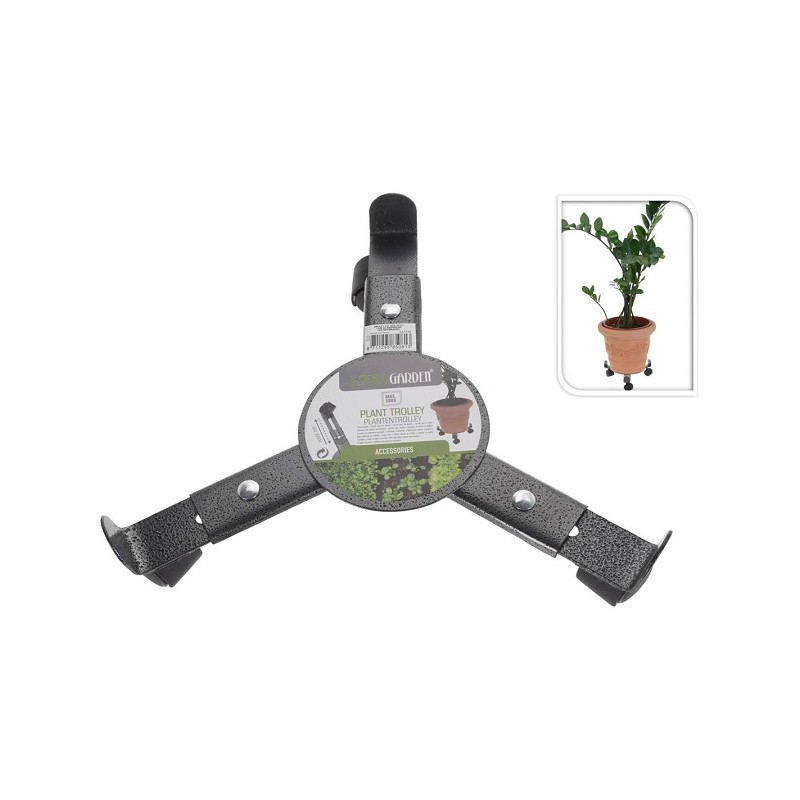 Chariot à plantes pour pot de fleur réglable en métal gris 24 cm