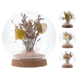Fleurs séchées en boule de verre Ø11x11,5cm