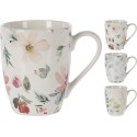 Tasse 350ml en porcelaine osseuse neuve Ø8x10cm à motif floral