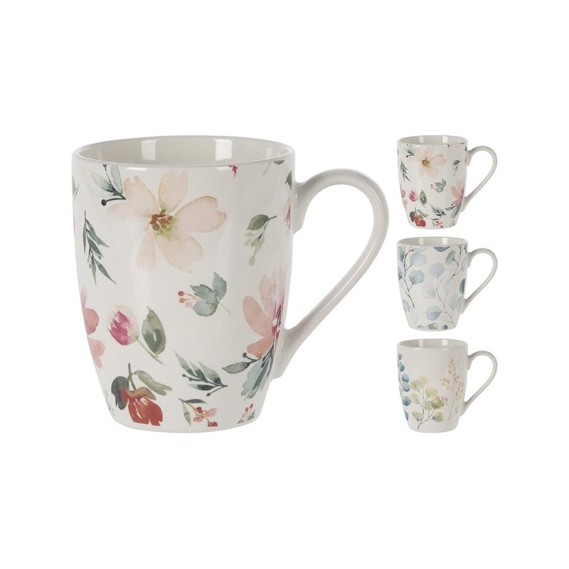 Tasse 350ml en porcelaine osseuse neuve Ø8x10cm à motif floral