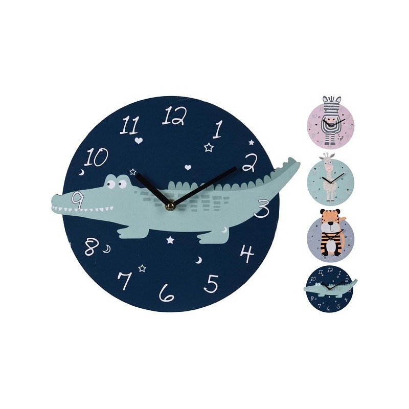 Horloge murale mdf animaux Ø26cm