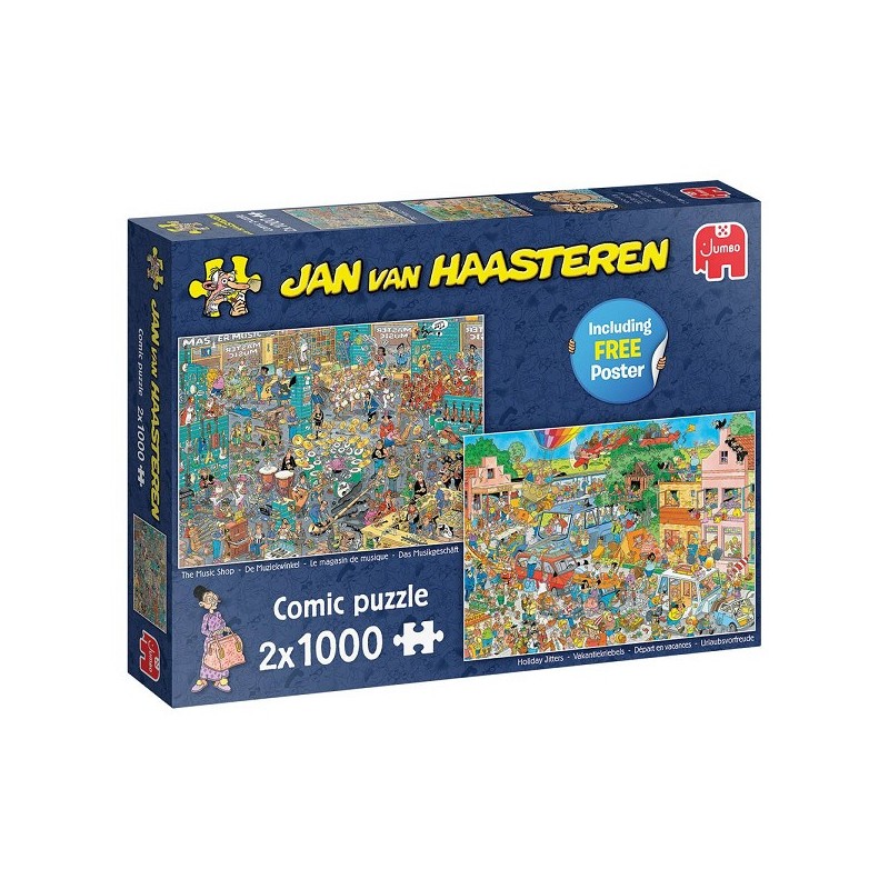 Jumbo Jan van Haasteren puzzel Muziekwinkel & Vakantiekriebels 2x1000 stukjes