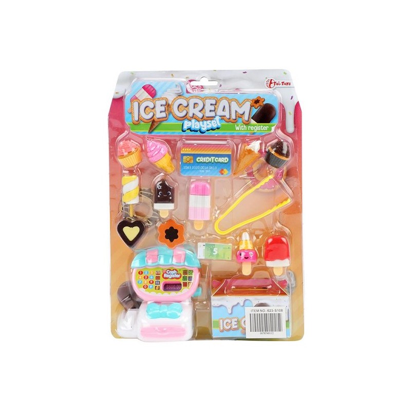 Toi Toys Ensemble de jeu de crème glacée - combinez glace + caisse enregistreuse + pinces