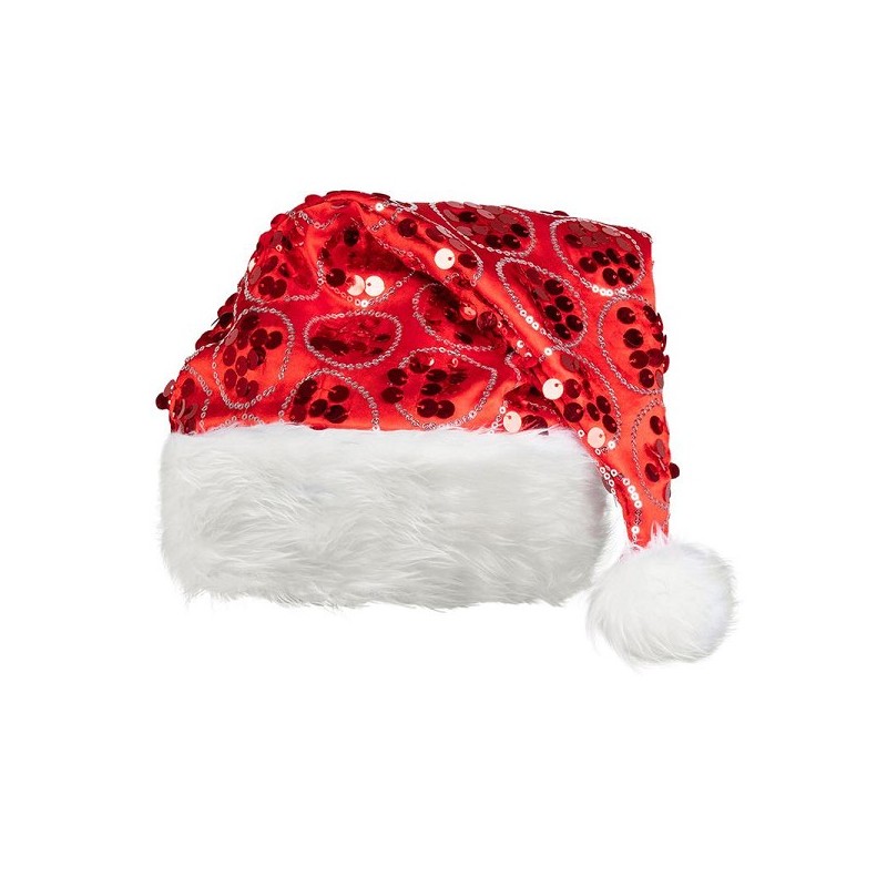 Kerstmuts Dangling rood met pailletten 43cm 95% polyester, 5% pet