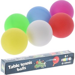Tafeltennisballen gekleurd doosje a 6 stuks