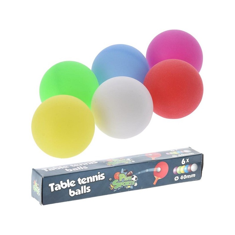 Tafeltennisballen gekleurd doosje a 6 stuks