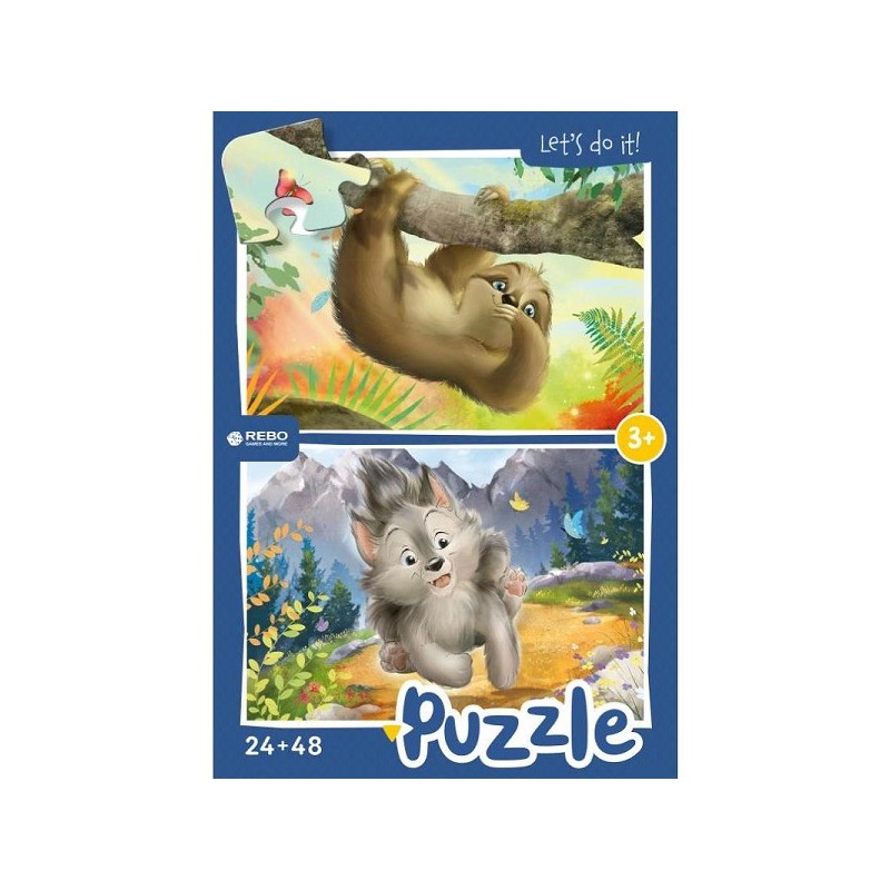 Rebo Little Wolf and Sloth - puzzel 24+48 stukjes