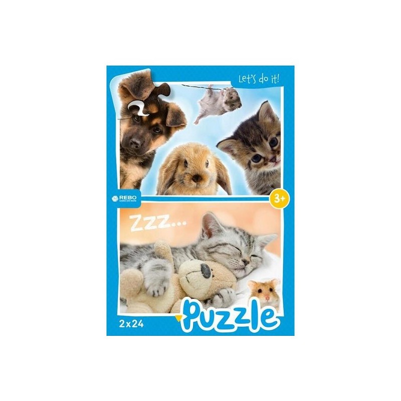 Rebo Baby animals - puzzel 2 x 24 stukjes