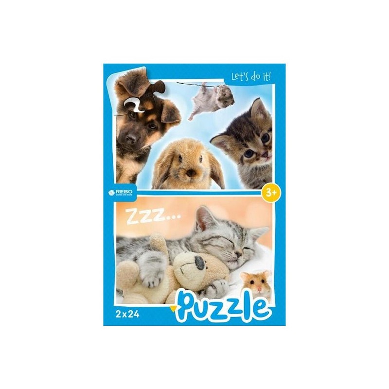 Rebo Bébés animaux - puzzle 2 x 24 pièces