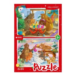 Rebo Christmas bears - puzzel 2 x 24 stukjes