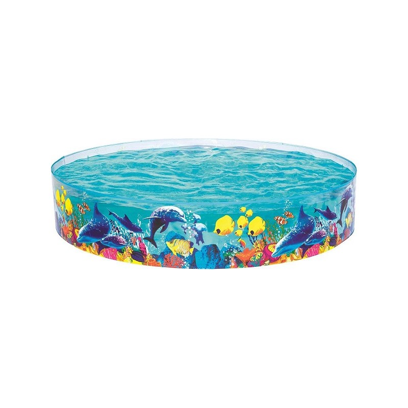 Piscine Bestway 2,44 mx 46 cm Ensemble de boutons-pression Fill 'N Fun Odyssey transparent avec imprimé marin. Environ. 2000 lit