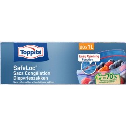 Sacs de congélation Toppits 1 litre Safeloc avec double fermeture Zip, paquet de 20 pièces