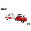 Welly BMW Isetta met caravan 18,5cm pull-back