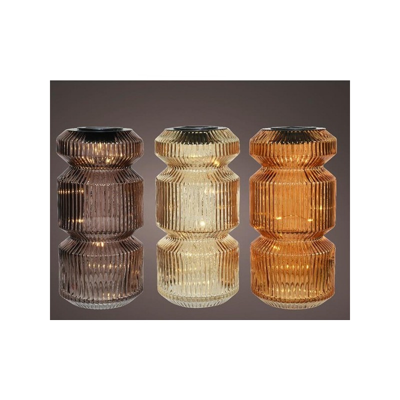 Lampe de table solaire LED Ø12-H25cm Verre disponible en 3 couleurs différentes