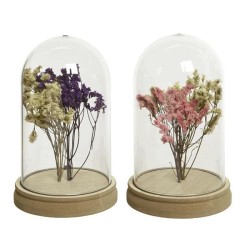 Decoris Cloche en verre avec fleurs séchées Ø11,5-H18cm