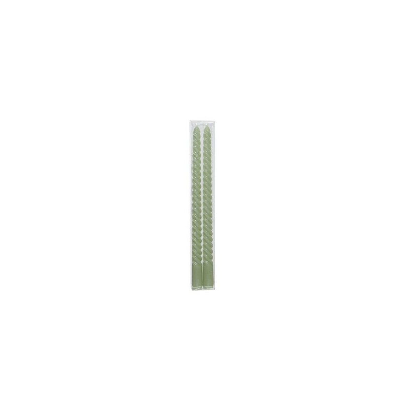 Decoris Bougie en cire Ø2,15-H30cm lot de 2 vert menthe