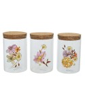 Decoris Pot de conservation en verre avec image fleurs séchées Ø8-H13cm