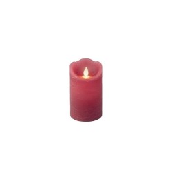Bougie en cire ondulante LED - couleur rose - Ø7,5-H12,5cm - la flamme va et vient - avec minuterie de 6 heures (sauf 2x AA)