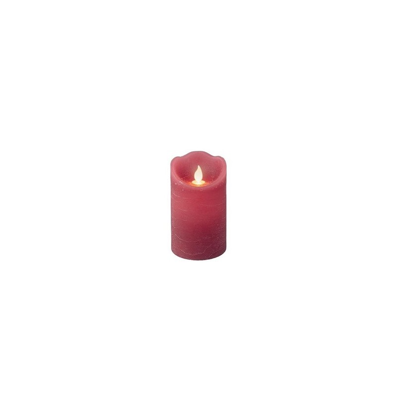 Bougie en cire ondulante LED - couleur rose - Ø7,5-H12,5cm - la flamme va et vient - avec minuterie de 6 heures (sauf 2x AA)