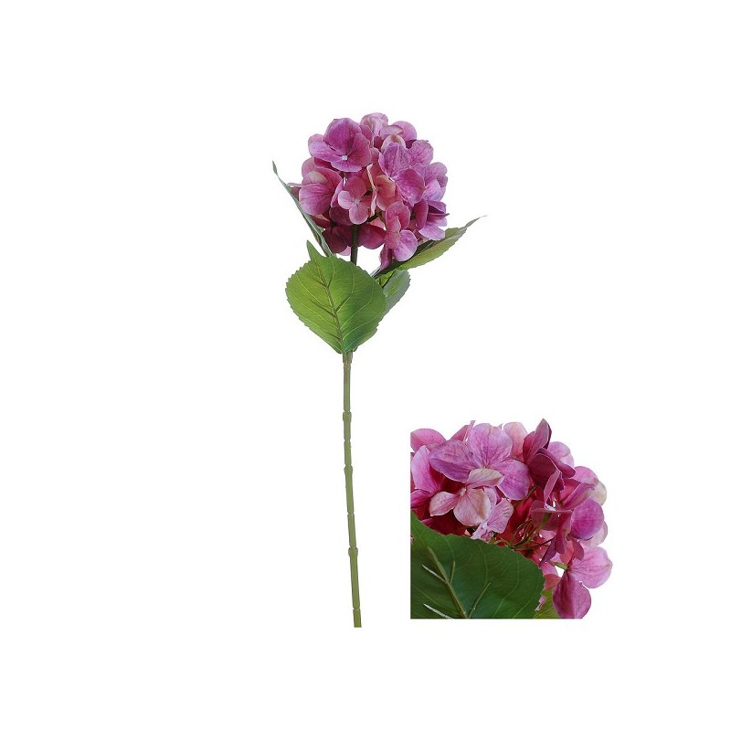 Hortensia synthétique 66cm Rose