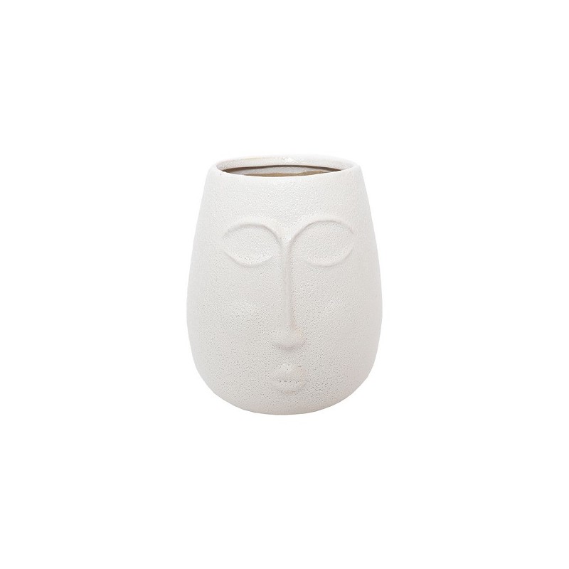 Vase visage blanc Birlik 22cm en céramique