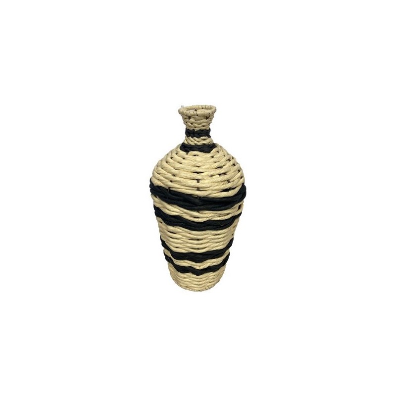 Dijk Natural Collections Vase Corde en papier 18x18x37cm noir et blanc