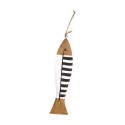 Dijk Natural Collections Pendentif poisson en bois avec rayures noires et blanches 40x9x3cm