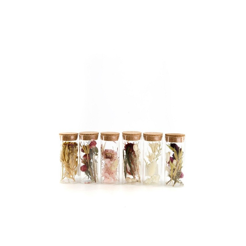 Dijk Natural Collections Pot en verre avec fleurs séchées Ø5x12,5cm