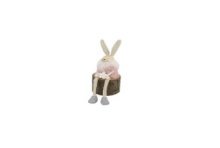 Déco lapin pelucheux assis Ø7xh19,5cm