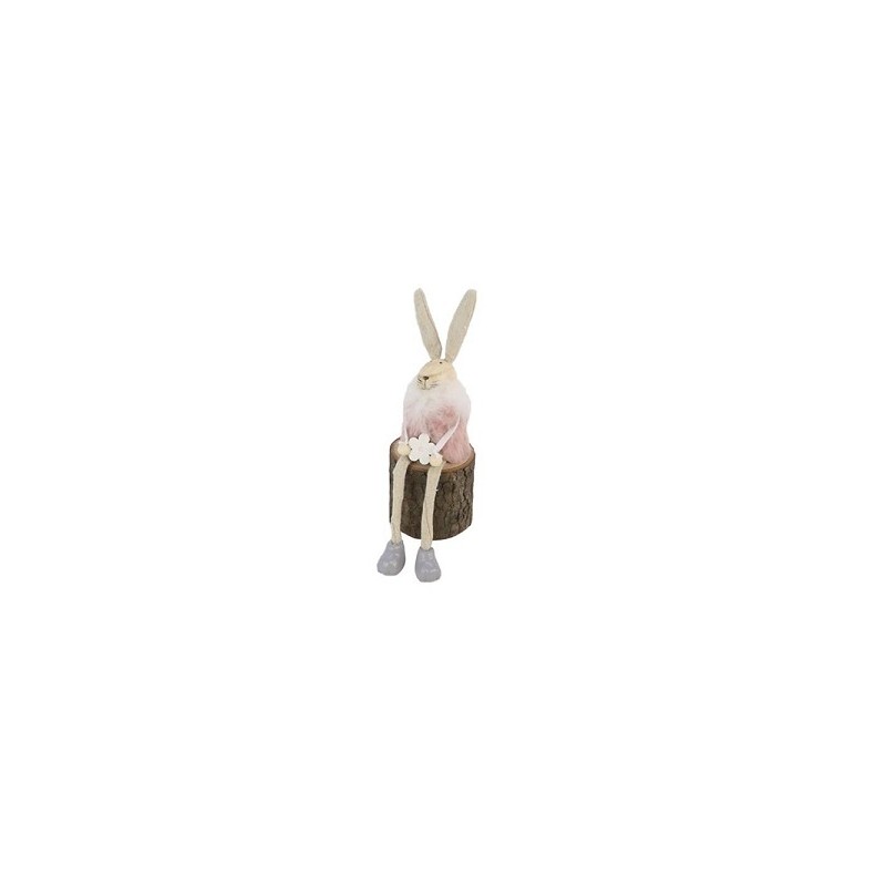 Deco fluffy konijn zittend Ø7xh19.5cm