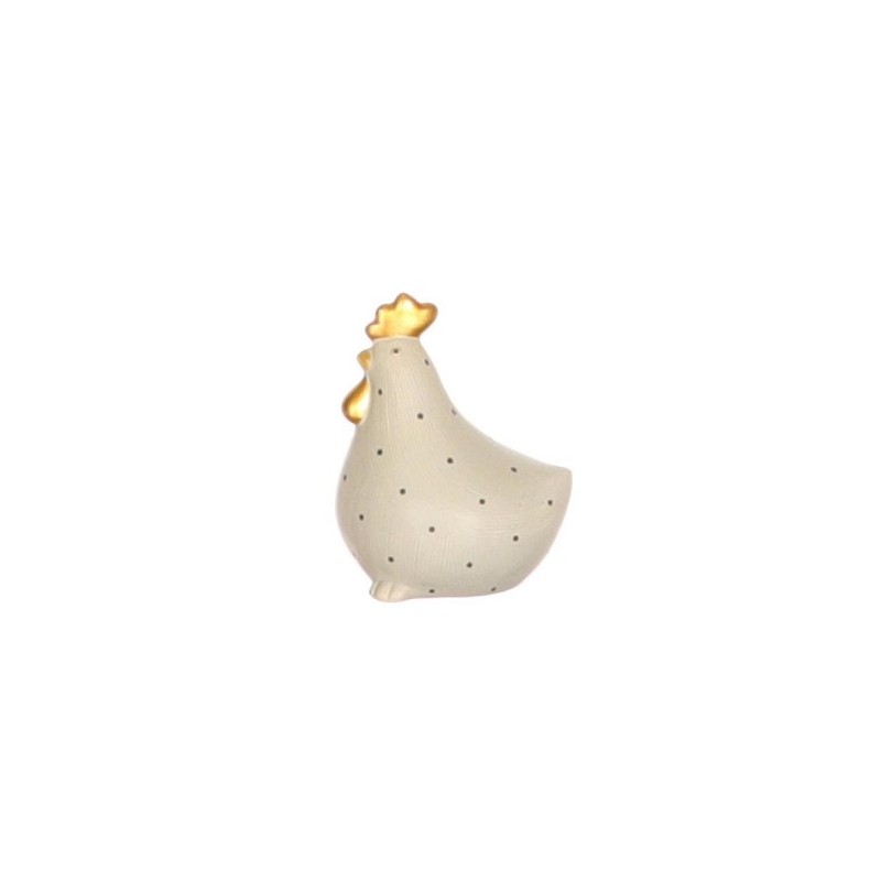 Déco poulet Barba 9x6,5xh11,5cm céramique noir/blanc