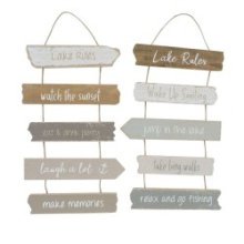 Boltze Home Panneau texte suspendu Lake Rules 28x55cm