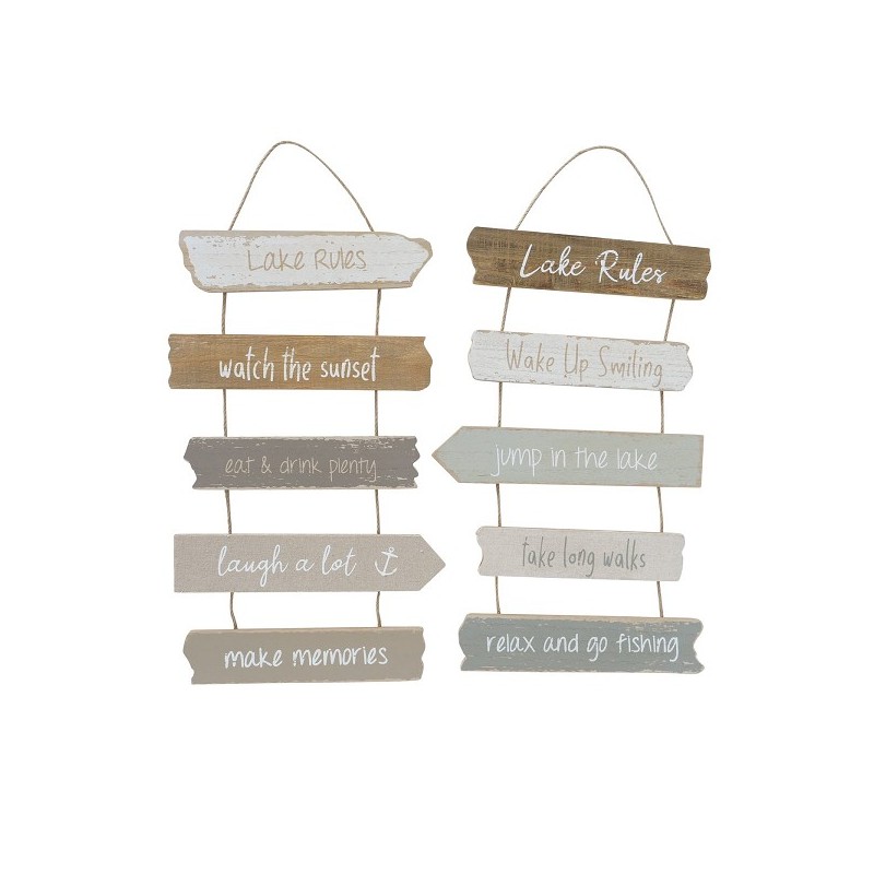 Boltze Home Panneau texte suspendu Lake Rules 28x55cm