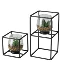 Boltze Home plante artificielle en pot en verre et support en métal noir Sabia ensemble de 2 pièces 11x11/13x24cm