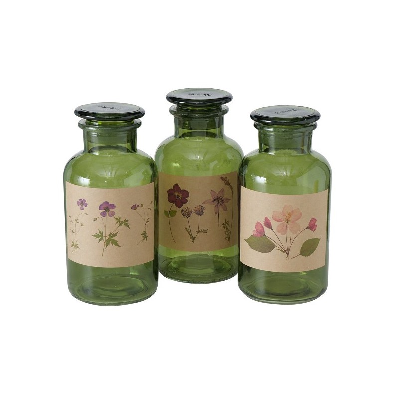 Boltze Home Apothekersfles glas Drya Ø10xh22cm groen