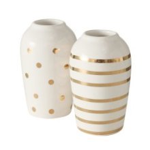 Boltze Home Vase Beguna faïence Ø6xh9cm blanc-or