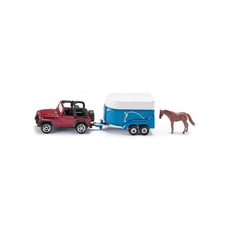Siku 1651 Jeep met paardentrailer en paard 146x38x42mm