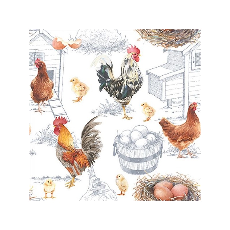 Ambiente Servetten Chicken Farm 25cm 20 stuks