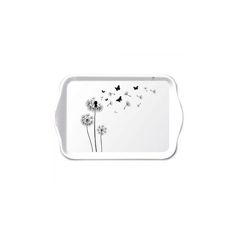 Ambiente Plateau Mélamine Blowing Away Noir 13x21cm noir et blanc